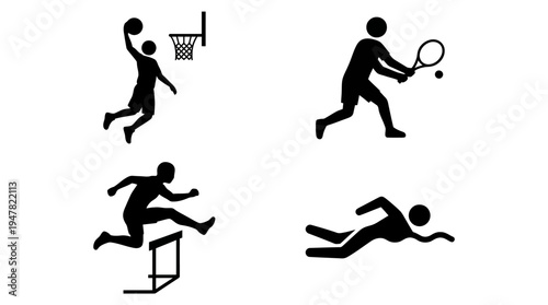 Athletic sports silhouettes set