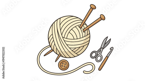 Yarn ball with loose thread