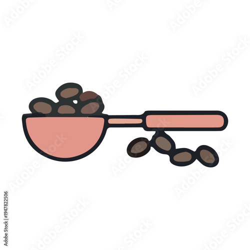 Coffee Scoop with Beans Icon