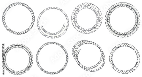 Rope Circle Frames - Nautical Design Elements, Hand Drawn Style