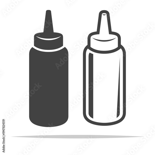 Ketchup sauce bottle condiment icon transparent vector isolated illustration