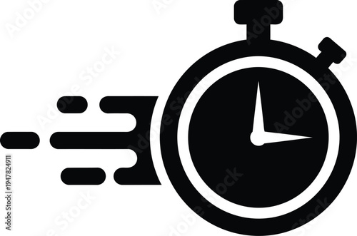 Silhouette of a speeding stopwatch isolated on transparent background