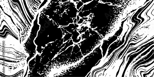 Black ink splatter vector illustration of zebra and tiger skin textures featuring grunge paint stains and a nature silhouette design