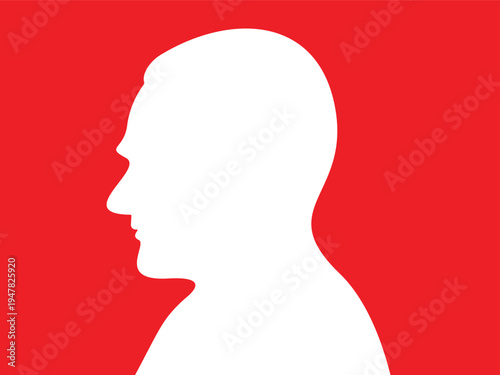 Atatürk Side View Silhouette Red and White Illustration