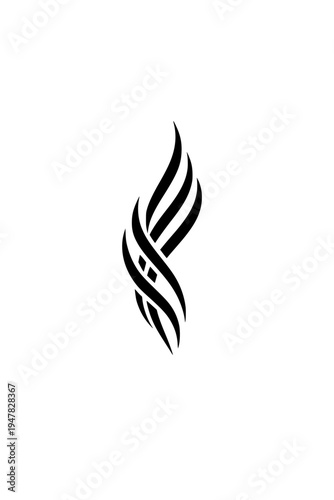 Abstract Flame Logo Curved Line Fire Symbol Minimal Vector