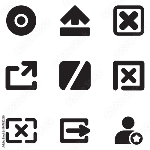 Streaming Media Interface Solid Icons Set