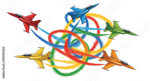 Toy Airplanes in Flight Formation.