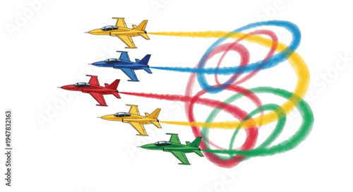 Toy Airplanes in Flight Formation.