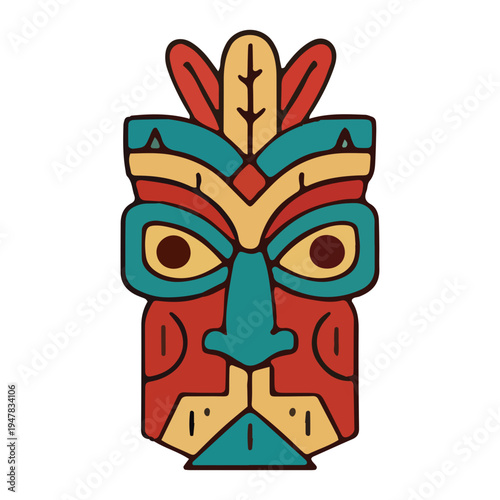 Colorful Tribal Tiki Mask Icon