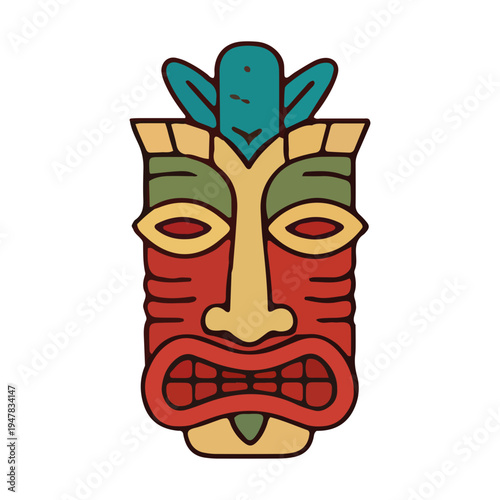 Colorful Tiki Mask Illustration