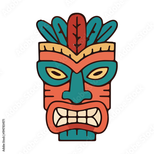 Colorful Tiki Mask Illustration