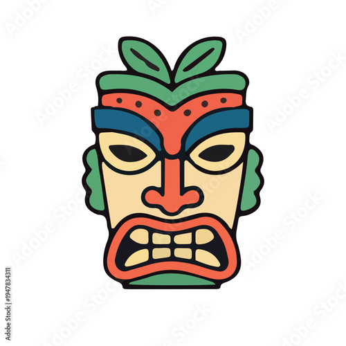 Colorful Tiki Mask Illustration