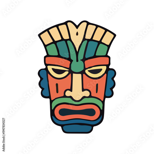 Colorful Tribal Tiki Mask Icon