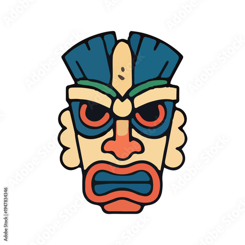 Colorful Tribal Tiki Mask Icon