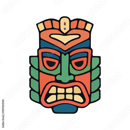 Colorful Tiki Mask Illustration