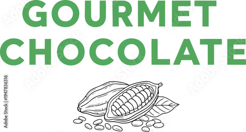 Gourmet Chocolate Vector Illustration with Cocoa Pods
