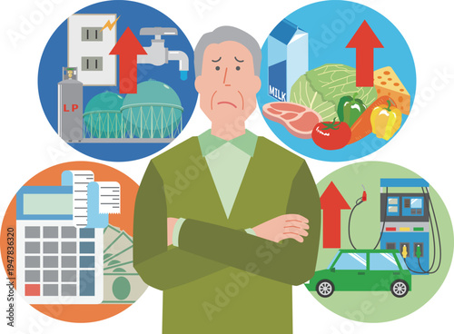 物価上昇に悩む高齢男性