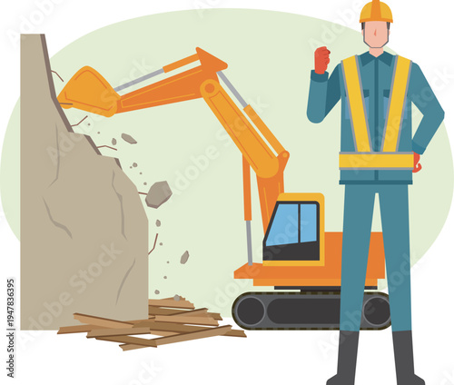 解体工事と男性