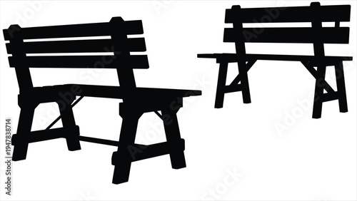 Park Bench Silhouettes Outdoor Seating Furniture Set