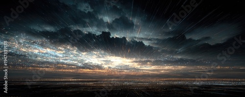 Wallpaper Mural Dramatic Sunset Over a Stormy Ocean with Dark Clouds and Golden Light. Torontodigital.ca