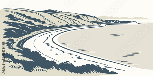 A blue and white wave on a beige background Vector