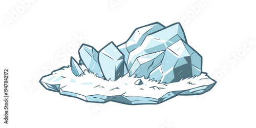 A large ice berg floating on the water Vector