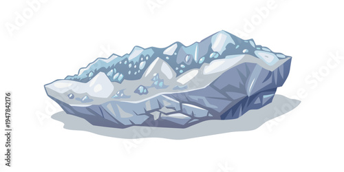 A blue ice cube on a white surface Vector