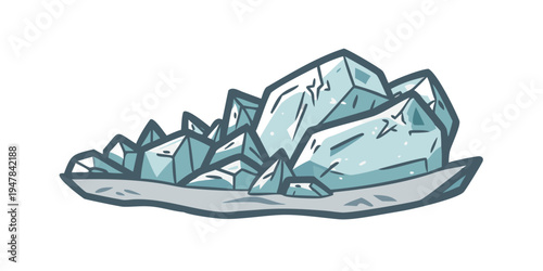 A pile of ice cubes on a plate Vector
