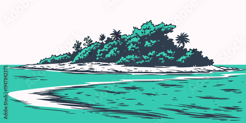 A small island with trees in the ocean Vector