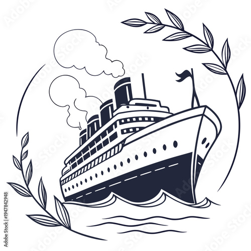 A large ship with smoke coming out of it Vector