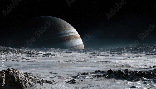 Wallpaper Mural Alien Planet Surface with Giant Gas Giant Planet in the Sky. Torontodigital.ca