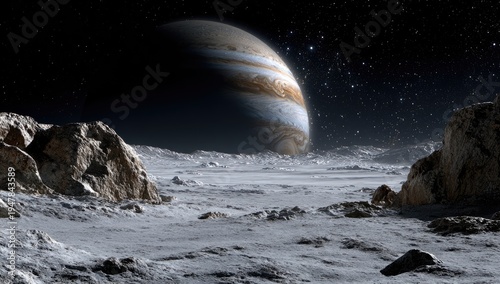 Wallpaper Mural Alien Landscape with Jupiter and Moon in the Background. Torontodigital.ca