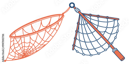 A fishing net and a butterfly net Vector
