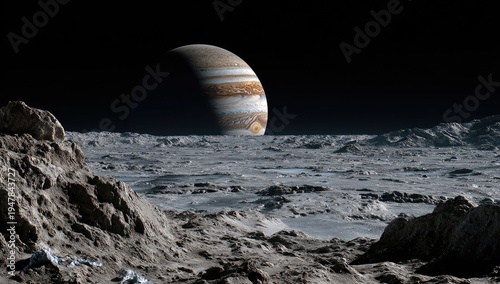 Wallpaper Mural Alien Landscape with Jupiter in the Sky. Torontodigital.ca