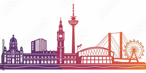 Colorful silhouette of hamburg city skyline Vector