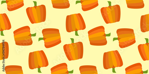 bell pepper seamless pattern. paprika seamless pattern. orange bell pepper seamless pattern background vector illustration. bell pepper flat illustration