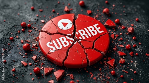 Broken subscribe button symbolizing user dissatisfaction or cancellation trend
