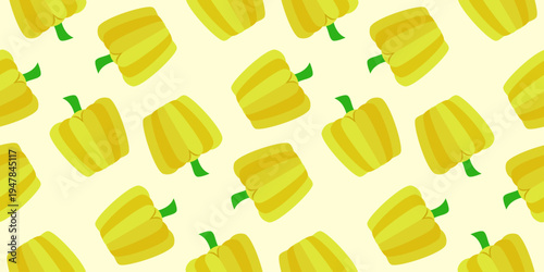 bell pepper seamless pattern. paprika seamless pattern. yellow bell pepper seamless pattern background vector illustration. bell pepper flat illustration