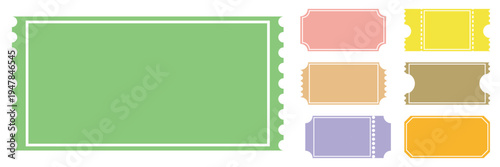 Colorful ticket stubs and shapes for design elements
