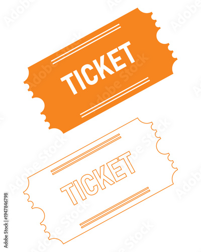 Two orange and white ticket icons for event or lottery concept