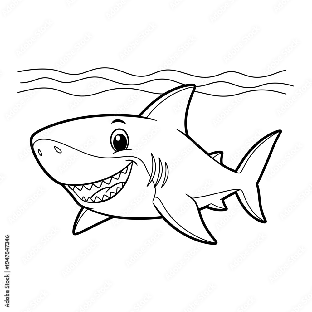 Fototapeta premium A cartoon shark with a happy face