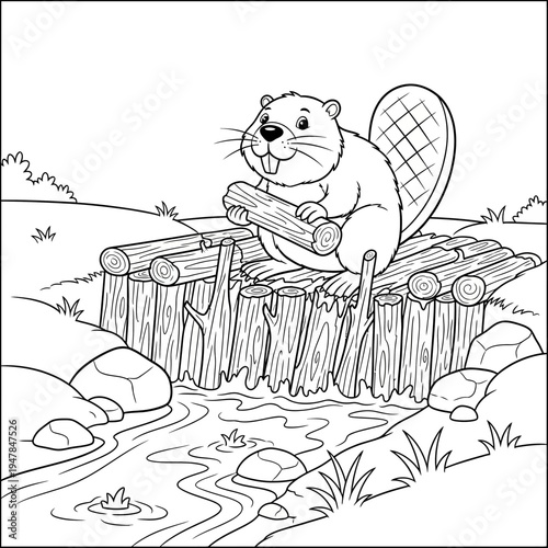 A beaver sitting on a tree stump