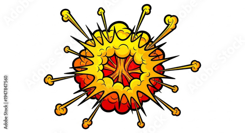 Virus cartoon illustration closeup.