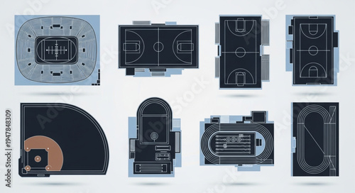 Aerial Views of Various Sports Venues and Fields.