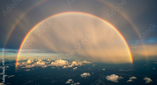 Stunning Double Rainbow Arching Over Scenic Cloudy Sky View