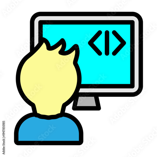 Coding Vector Filled Icon Design