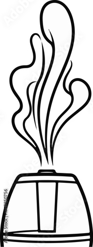 Stylized drawing of an aroma diffuser emitting wisps of vapor