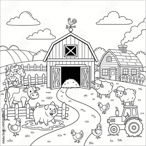 A barn with a pathway leading to it