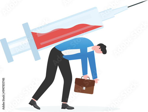 Tired Professional Businessman Carrying the Heavy Burden of Global Healthcare Costs