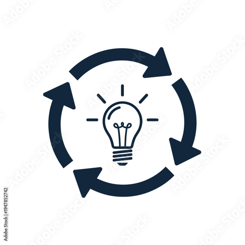 Recycling light bulb with circular arrows.